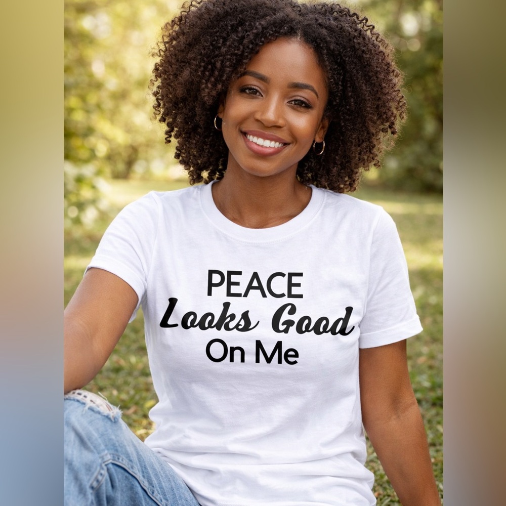 White Graphic Tee - Peace Looks Good On Me